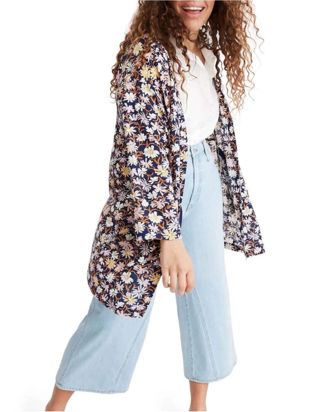 Madewell Floral Cotton Open-Front Kimono